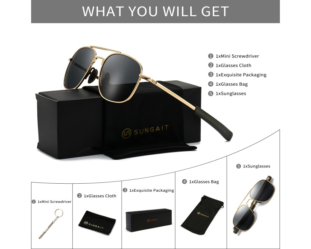 SUNGAIT Leggero Occhiali da Sole Oversize Donne Polarizzato Signore Sunglassess - Specchio Polarizzato Lente (Silver Frame/Blu Specchio Lens