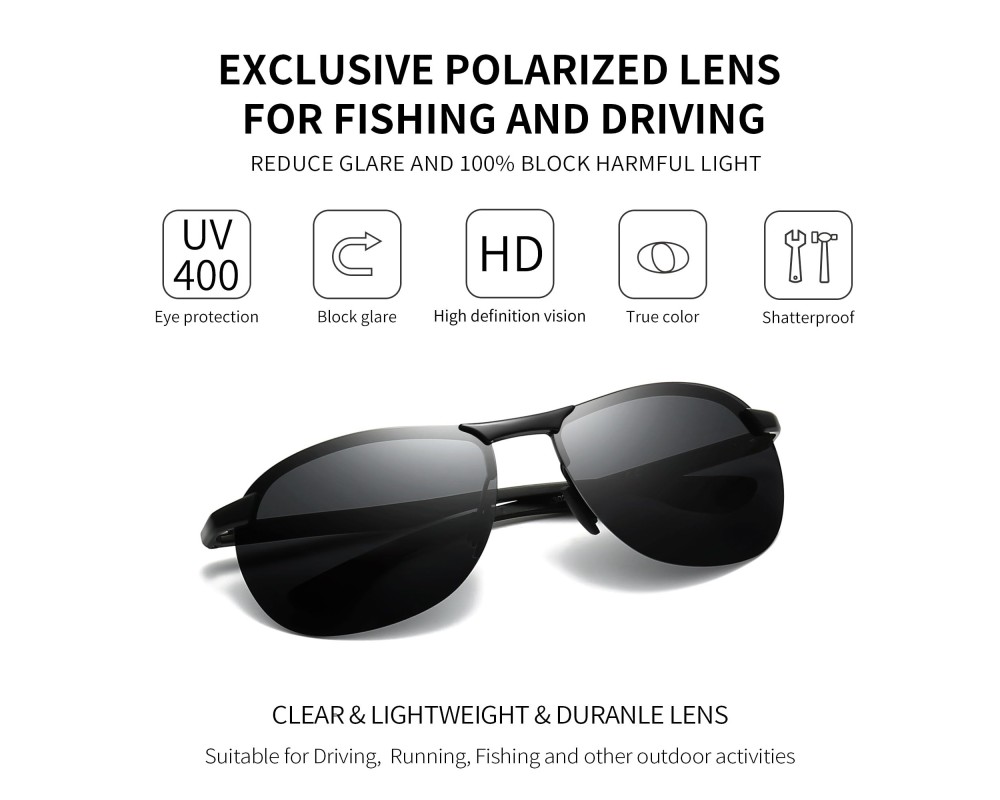Lunettes De Soleil Polarisées Pour Homme - Sport, Conduite, Pêche - Monture Légère, Protection UV - 4