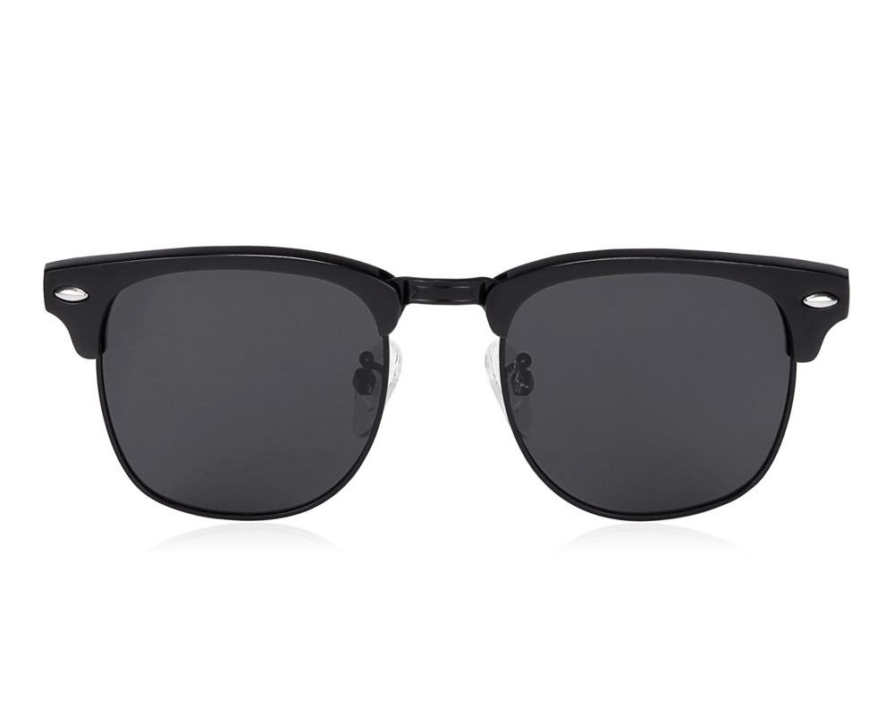 SUNGAIT Classic Half Frame Retro Sunglasses with Polarized Lens Black Frame  Gray Lens