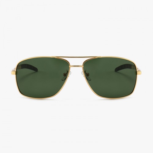 SUNGAIT Ultra Lightweight Rectangular Polarized Sunglasses UV400 Protection  Gold Frame Green Lens
